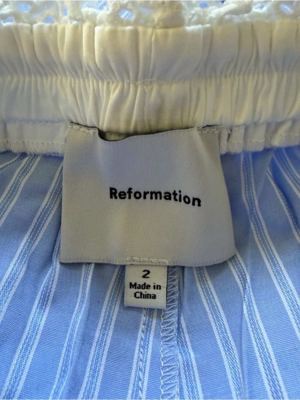 NEW Reformation Pippa Two Piece Set Top Pants Sky Blue Stripe | US 2 UK 6 - Picture 14 of 15